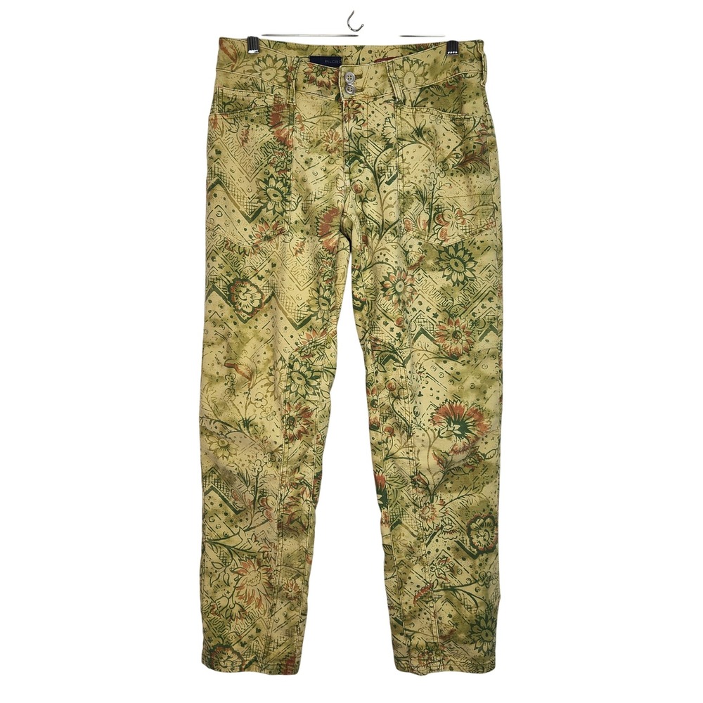 PILCRO The Wanderer Women's‎ Size 27 Floral Print Pants Boho Style Yellow Green